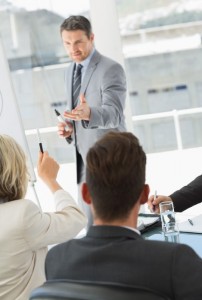 Businessman presenting new project to partners